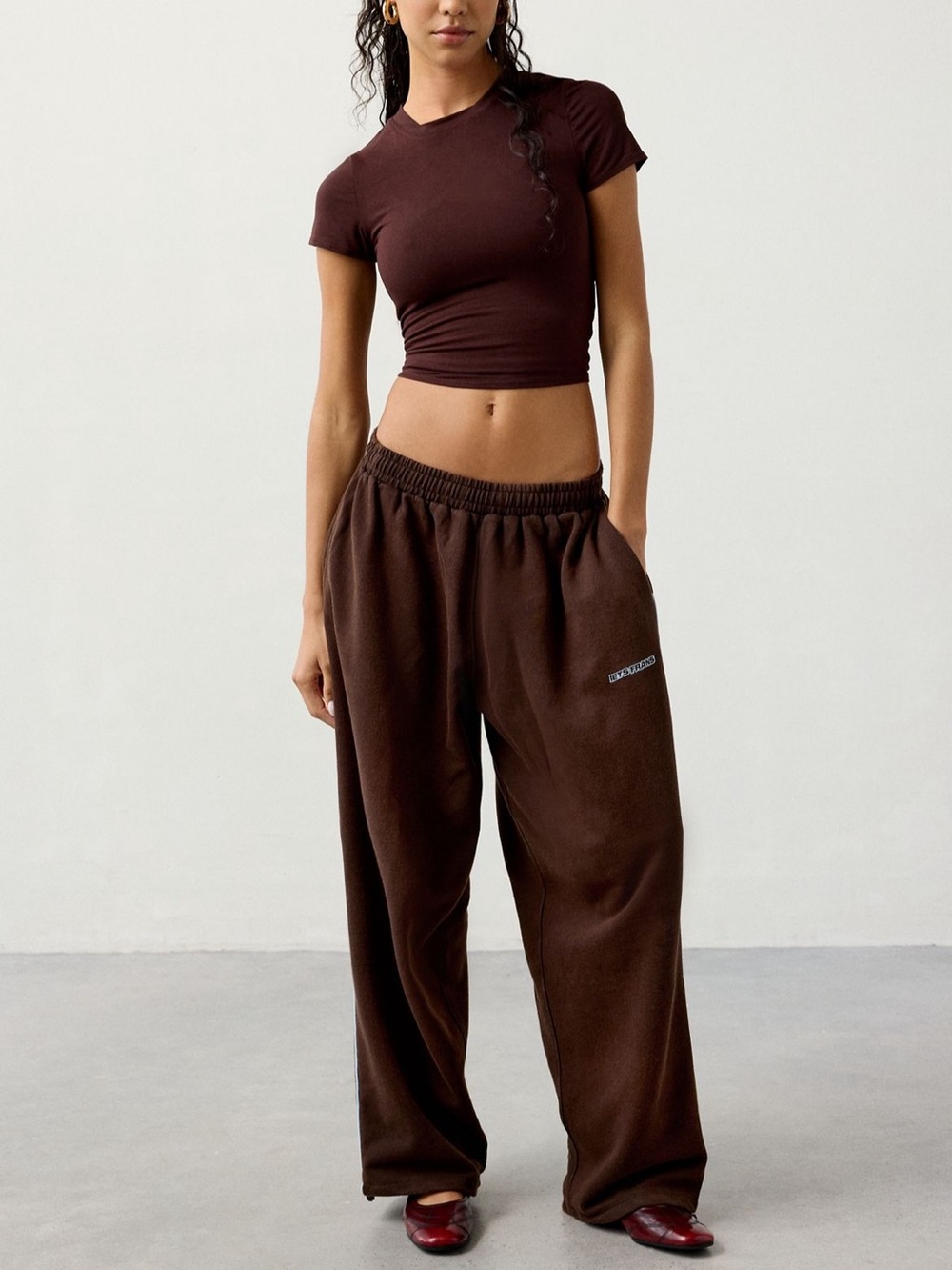Urban Outfitters Women's Dark Brown Wide-Leg sweatpants iets frans harri